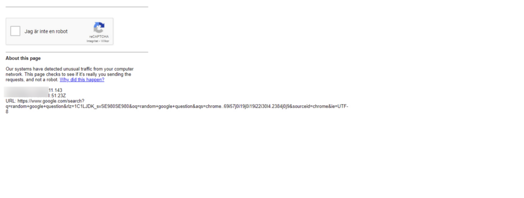 Google’s “Unusual Traffic from Your Computer Network” Error