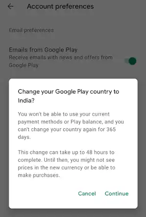 Chnage Country in Google Play Store