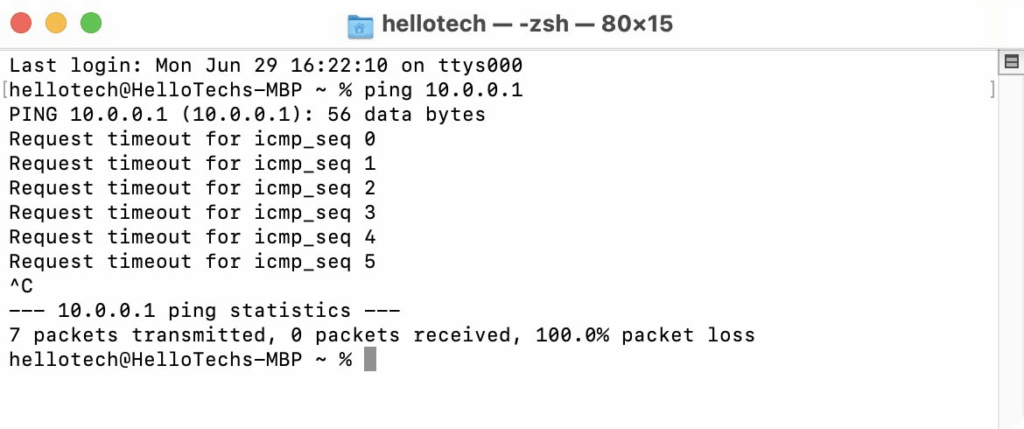 ping ip address macOS