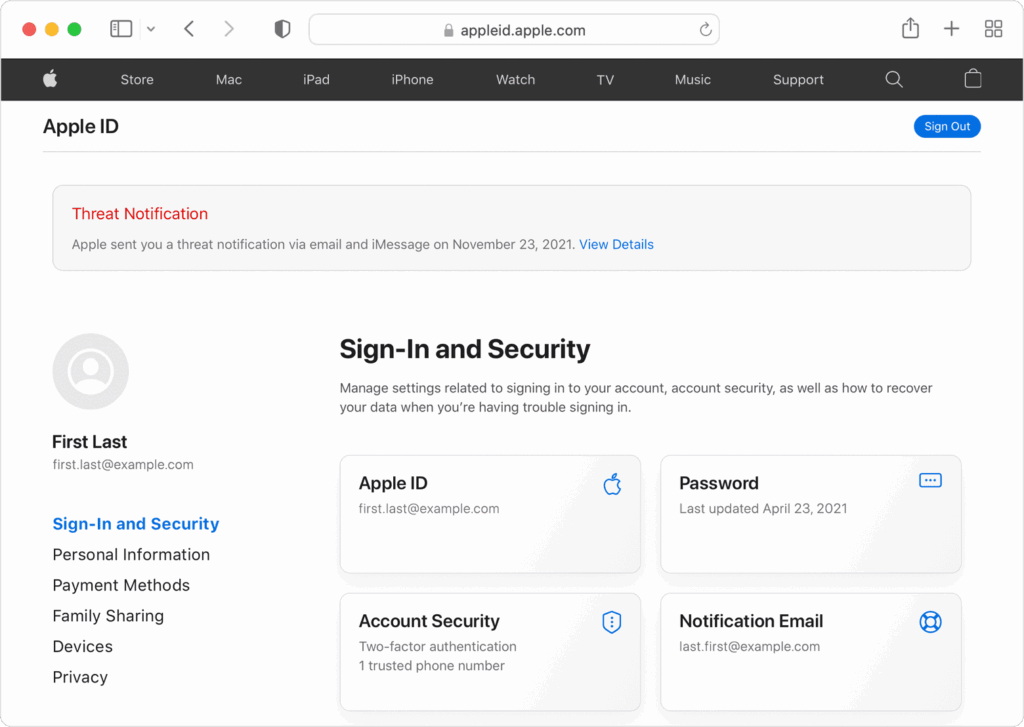 Check Apple account information to Get Rid of Hackers on iPhone