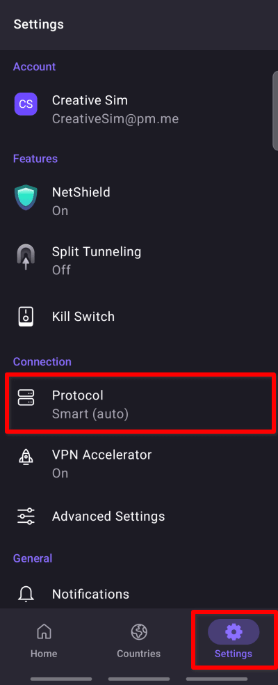ProtonVPN Settings
