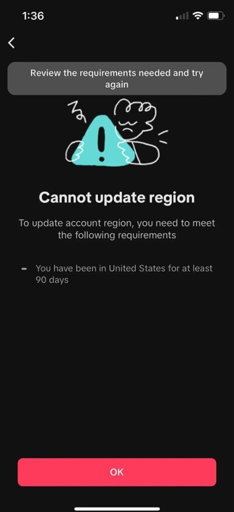 TikTok 90-day Region Lock