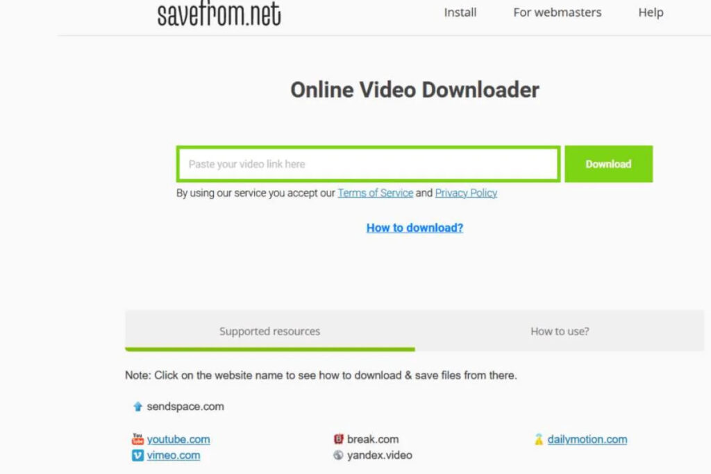 SaveFrom.net Online Video Downloader