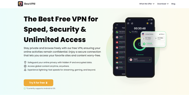 Free VPN for iPhone without Subscription - BearVPN