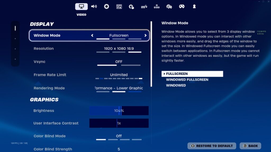 Launch Fortnite Settings