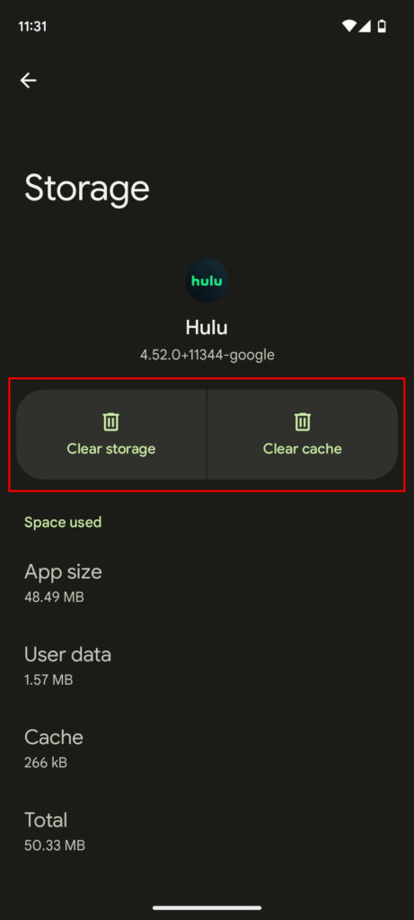 Clear Hulu App Cache