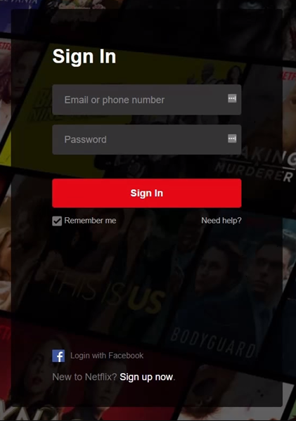 Log in to your Netflix account