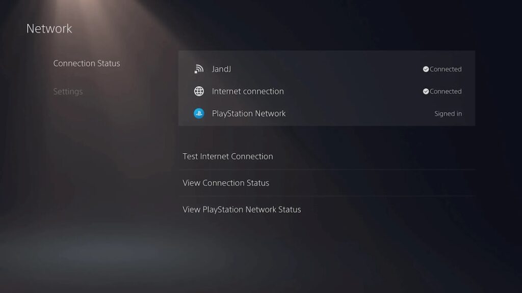 Check PS5 network status