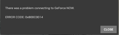 What is GeForce Now 0x800c0014