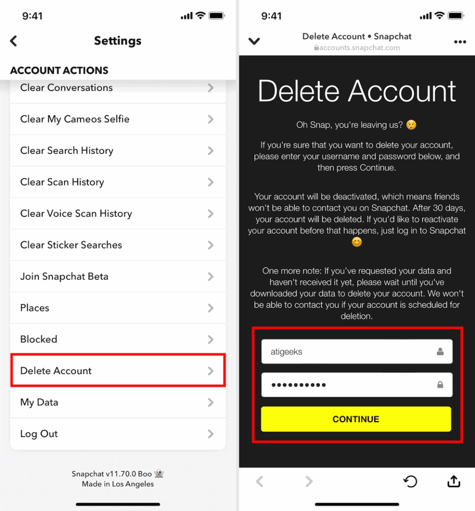 Delete Account on iPhone