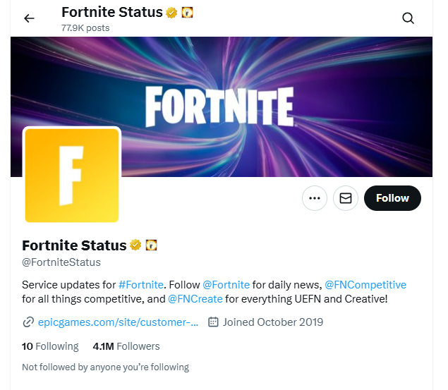 Fortnite Status on Twitter/X
