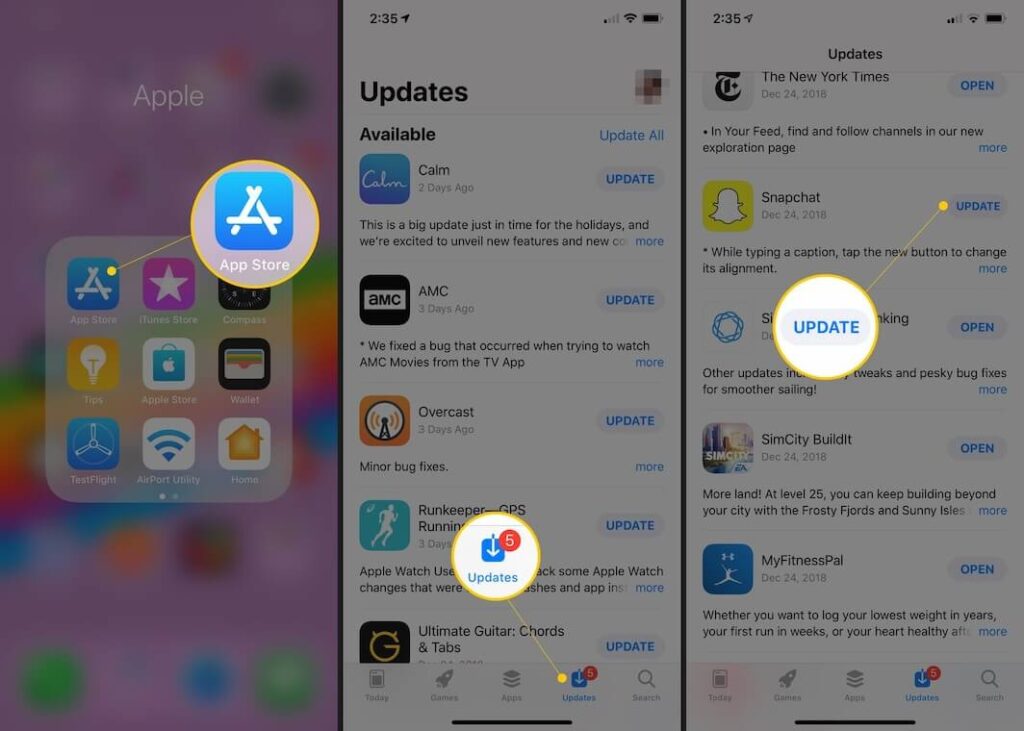 Update Snapchat and relaunch