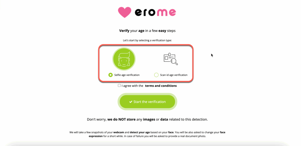 Erome Age verification by ID scan