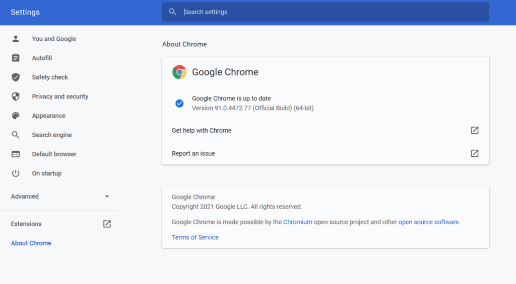 Check if You are the Latest Version of Chrome
