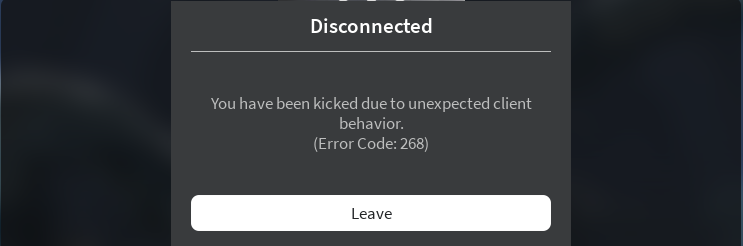 Roblox Error Code 268
