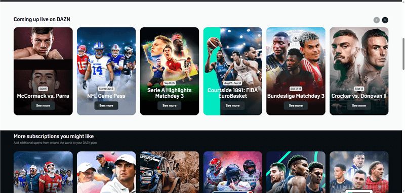 Best VIPRow Alternatives - DAZN