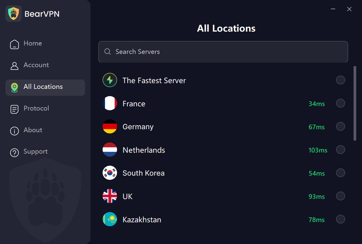select a server