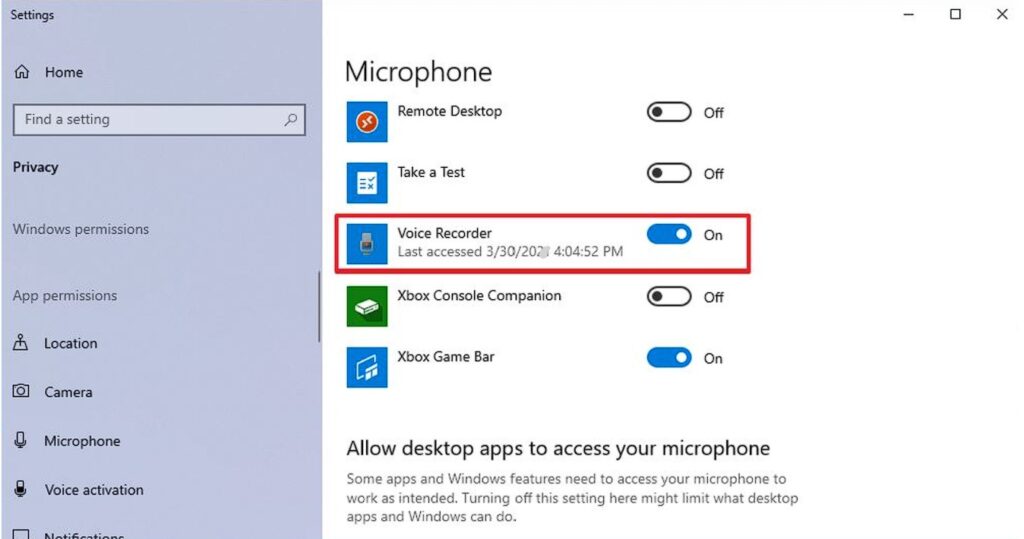 Voice Recorder on Windows