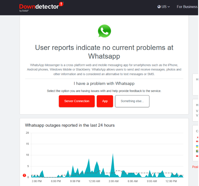 Check Live User Reports from Downdetector