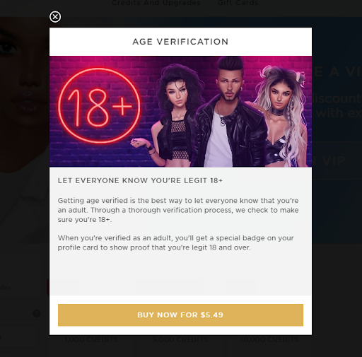 IMVU Age Verification Note