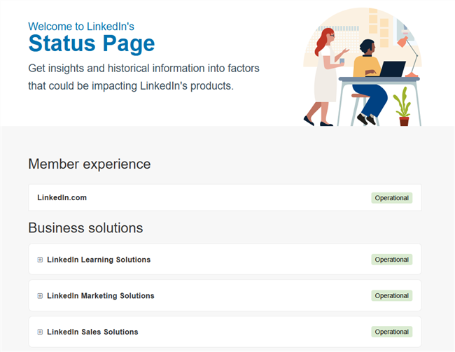 LinkedIn Status Page