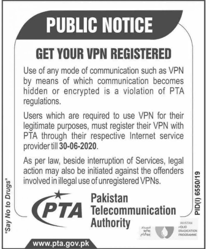 Pakistan VPN PTA Rules