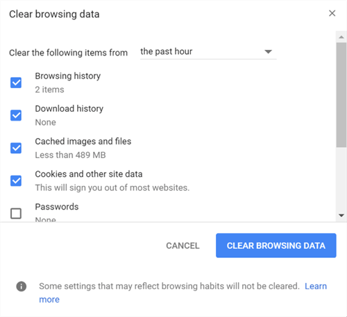 Delete Browsing Data