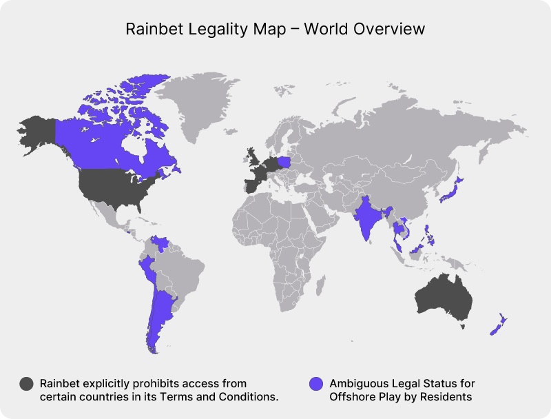 Rainbet Available Region Map - BearVPN