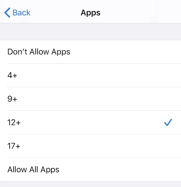 Choose App allow age