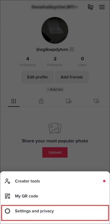 Click Settings and Privacy