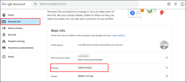 Check Your Google Account Region and Birthday