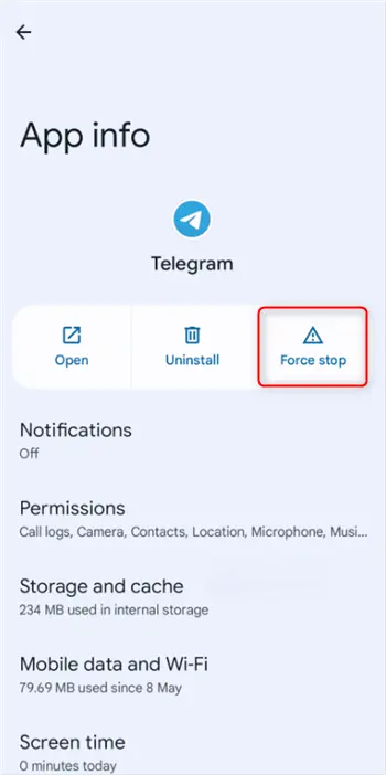 Force Restart Telegram