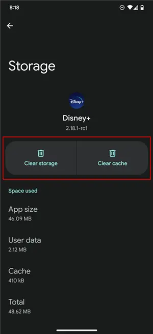 Clear app cache