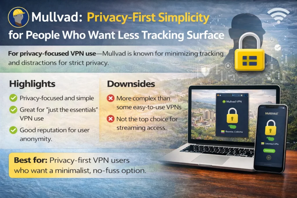 Best VPN for Colombia - Mullvad