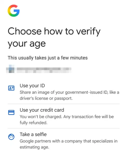 Google Account Age Verification