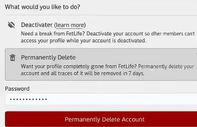 FetLife Permanent Delete Option