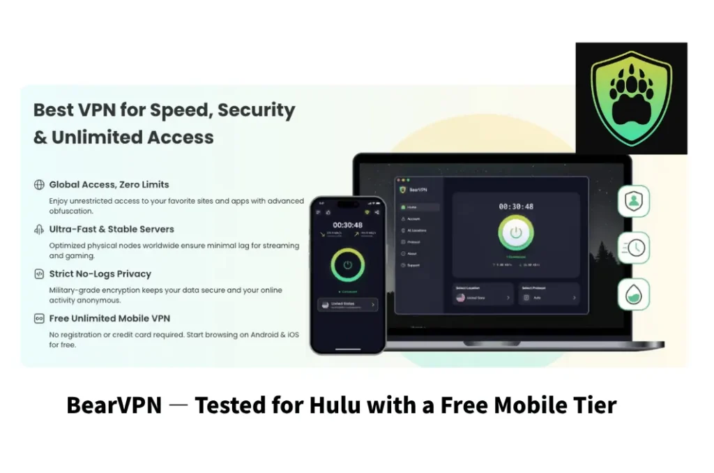 Best VPN for Hulu - BearVPN