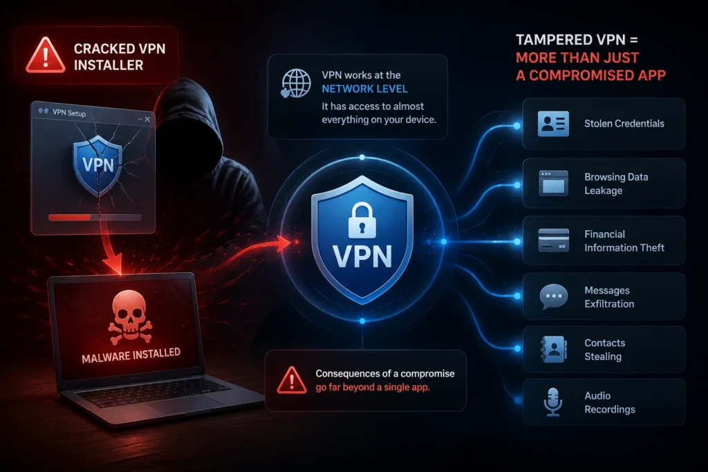 Malware and hidden threats of using cracked VPN