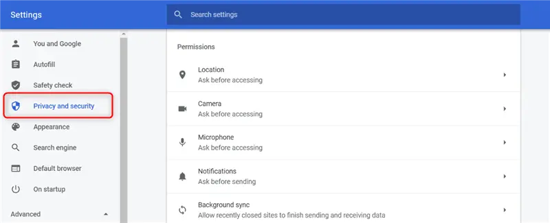 Privacy and Security Settings in Chrome