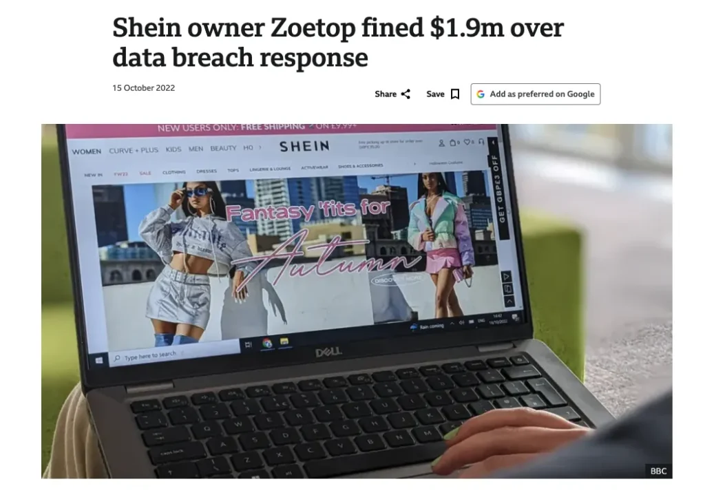SHEIN suffered in data breach affair in 2022
