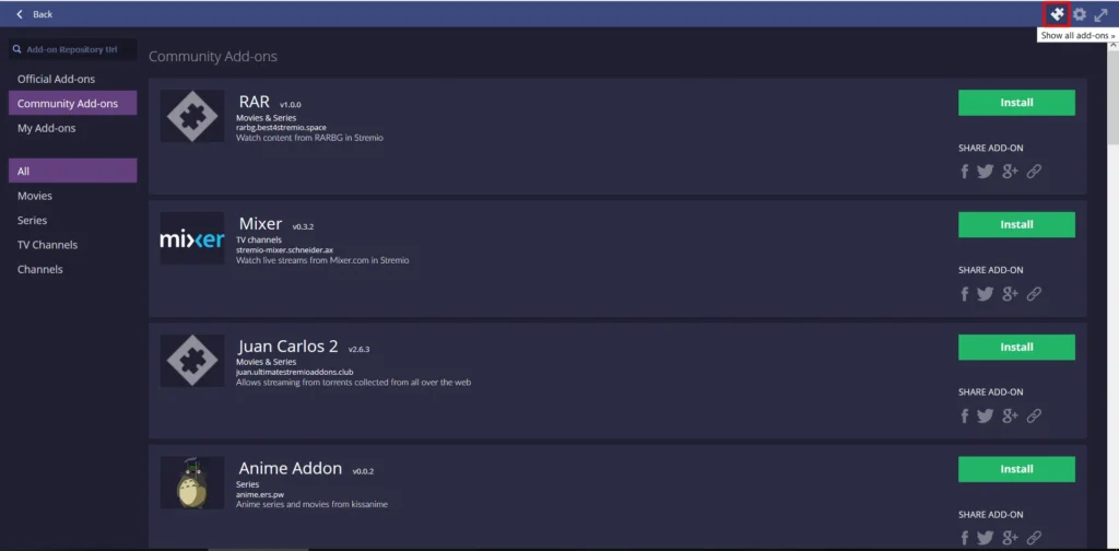 Stremio Official and Community Addons
