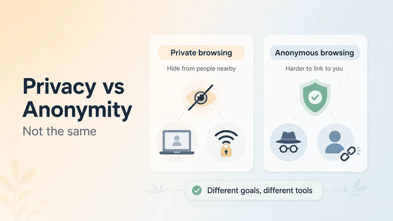 Privacy versus anonymity explained for adult browsing